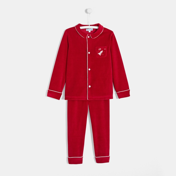 photographe-naissance-paris-pyjama-rouge-noel-garcon