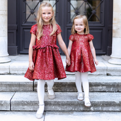 photographe-naissance-paris-robe-jacquard-lurex-rouge