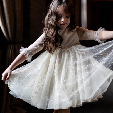 photographe-naissance-paris-robe-tulle-pois-or